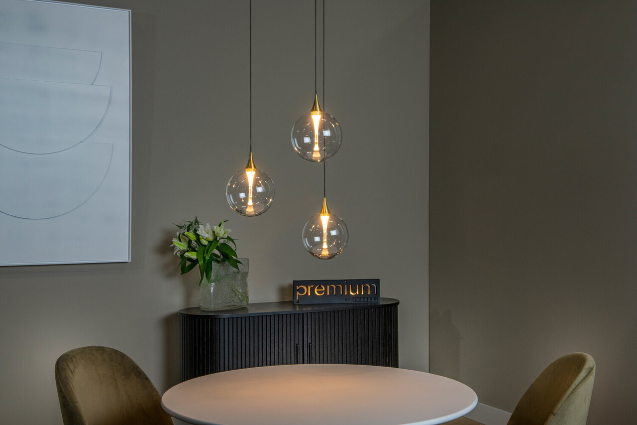 Lucide GISELA - Hanglamp - Ø 36 cm - LED Dimb. - 3x4,3W 2700K - Transparant | Premium