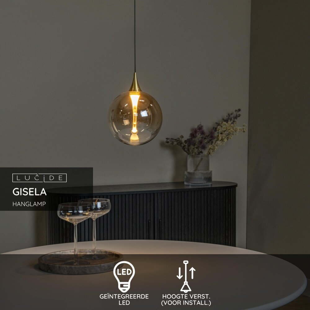Lucide GISELA - Hanglamp - Ø 16 cm - LED Dimb. - 1x5W 2700K - Amber | Premium Lucide GISELA - Hanglamp - Ø 16 cm - LED Dimb. - 1x5W 2700K - Amber | Premium