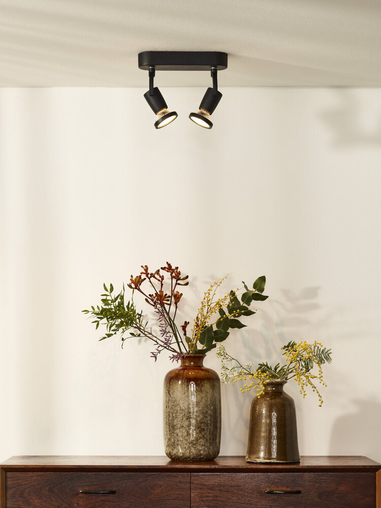 Lucide JASTER-LED - Plafondspot - LED - GU10 - 2x5W 2700K - Zwart Lucide JASTER-LED - Plafondspot - LED - GU10 - 2x5W 2700K - Zwart