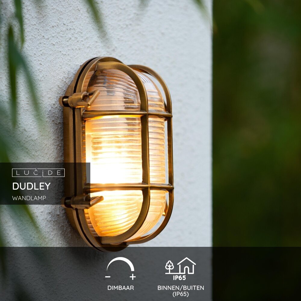 Lucide DUDLEY - Wandlamp Binnen/Buiten - 1xE27 - IP65 - Mat Goud / Messing Lucide DUDLEY - Wandlamp Binnen/Buiten - 1xE27 - IP65 - Mat Goud / Messing