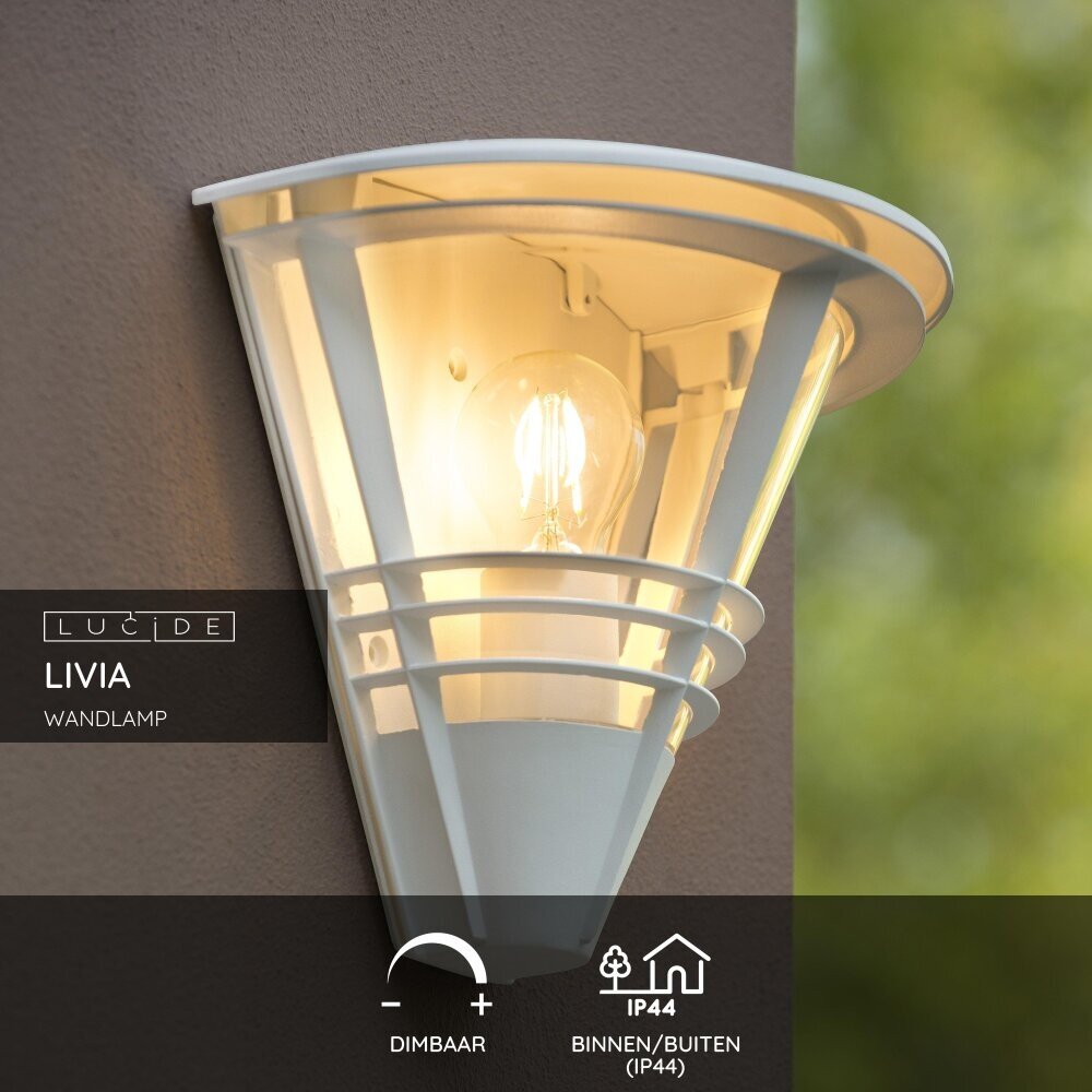Lucide LIVIA - Wandlamp Binnen/Buiten - 1xE27 - IP44 - Wit