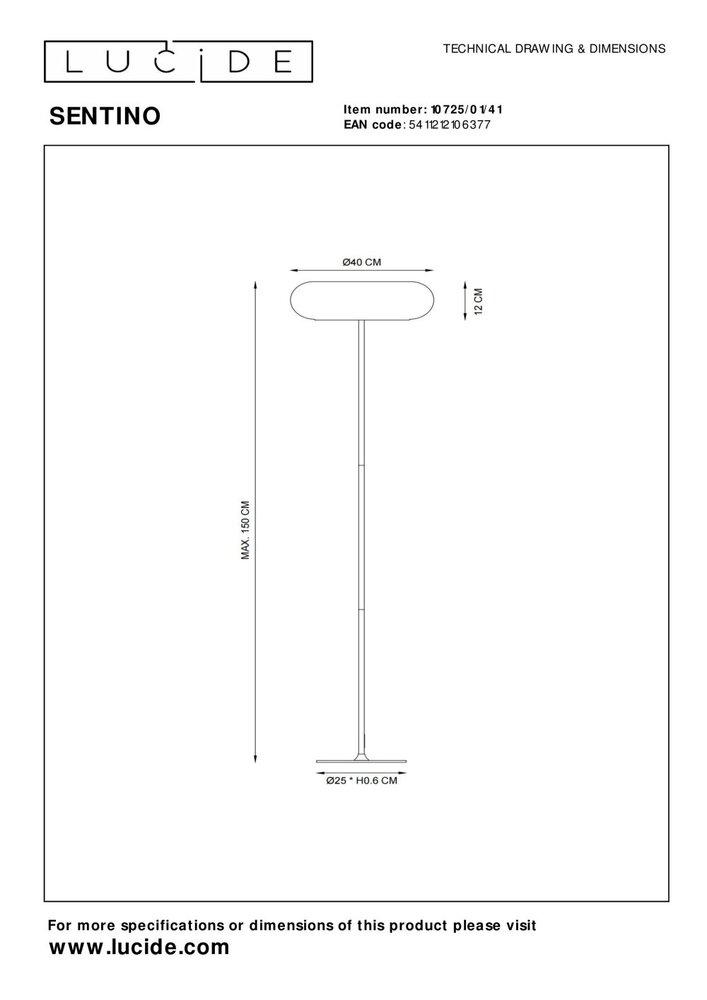 Lucide SENTINO - Vloerlamp - Ø 40 cm - 3xG9 - Taupe Lucide SENTINO - Vloerlamp - Ø 40 cm - 3xG9 - Taupe