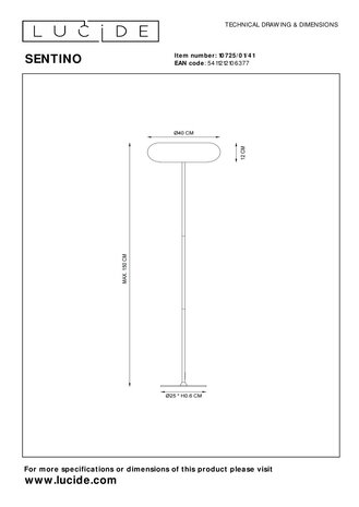 Lucide SENTINO - Vloerlamp - Ø 40 cm - 3xG9 - Taupe Lucide SENTINO - Vloerlamp - Ø 40 cm - 3xG9 - Taupe