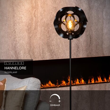Lucide HANNELORE - Vloerlamp - Ø 30 cm - 1xE27 - Zwart Lucide HANNELORE - Vloerlamp - Ø 30 cm - 1xE27 - Zwart