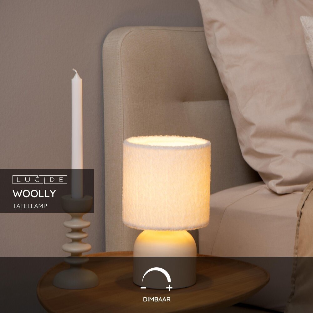 Lucide WOOLLY - Tafellamp - Ø 16 cm - 1xE14 - Beige Lucide WOOLLY - Tafellamp - Ø 16 cm - 1xE14 - Beige