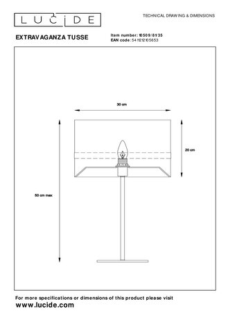Lucide EXTRAVAGANZA TUSSE - Tafellamp - Ø 30 cm - 1xE14 - Blauw Lucide EXTRAVAGANZA TUSSE - Tafellamp - Ø 30 cm - 1xE14 - Blauw