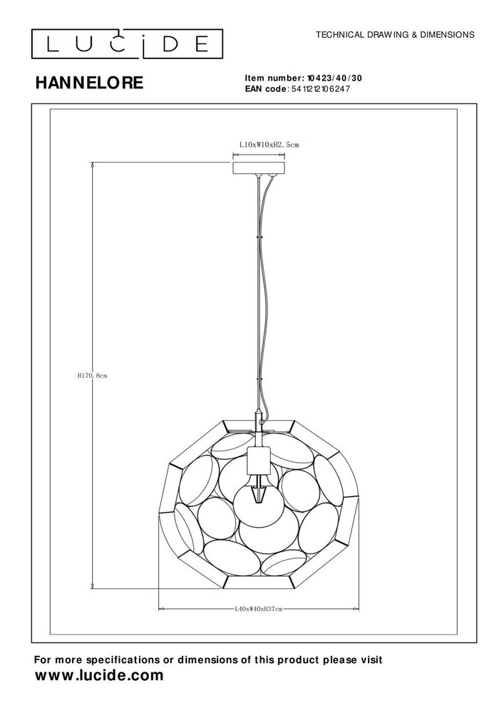 Lucide HANNELORE - Hanglamp - Ø 40 cm - 1xE27 - Zwart Lucide HANNELORE - Hanglamp - Ø 40 cm - 1xE27 - Zwart