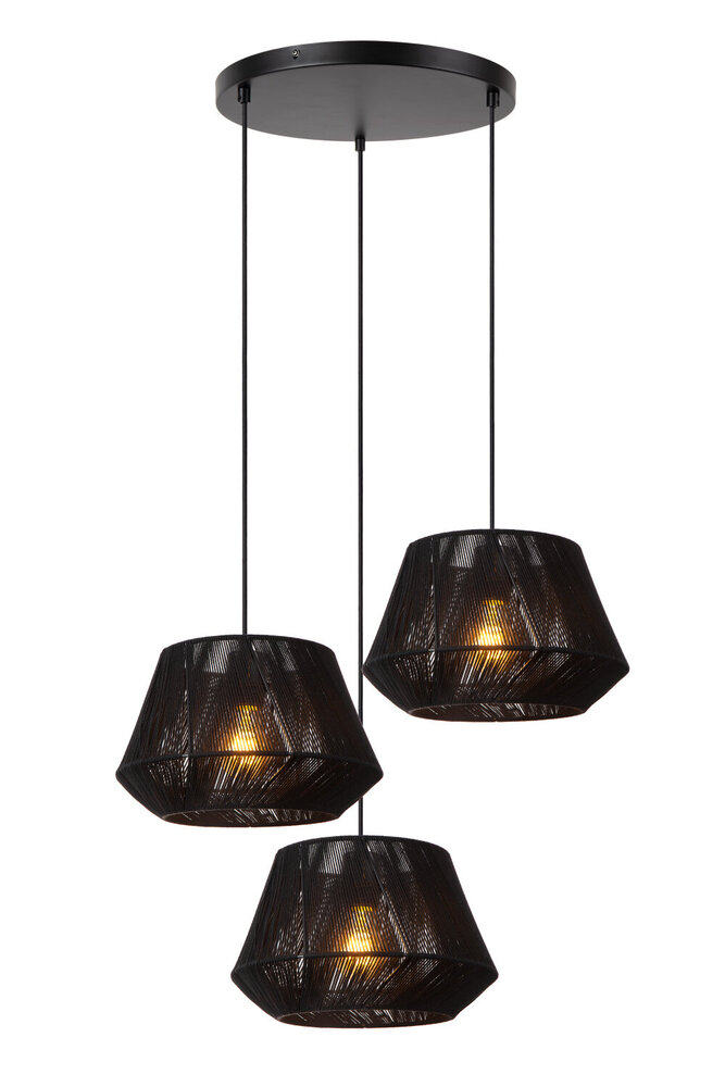 Lucide JESSICA - Hanglamp - Ø 35,5 cm - 3xE27 - Zwart Lucide JESSICA - Hanglamp - Ø 35,5 cm - 3xE27 - Zwart
