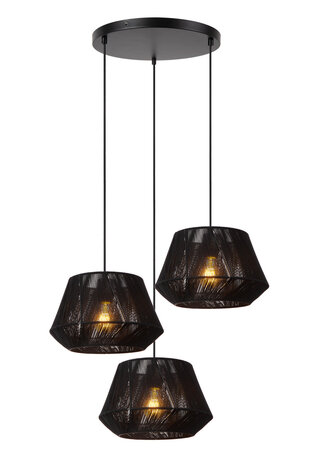 Lucide JESSICA - Hanglamp - Ø 35,5 cm - 3xE27 - Zwart Lucide JESSICA - Hanglamp - Ø 35,5 cm - 3xE27 - Zwart