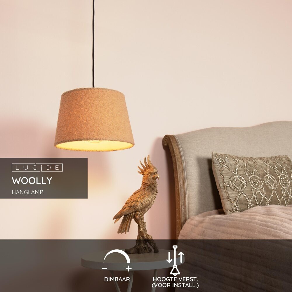Lucide WOOLLY - Hanglamp - Ø 28 cm - 1xE27 - Okergeel