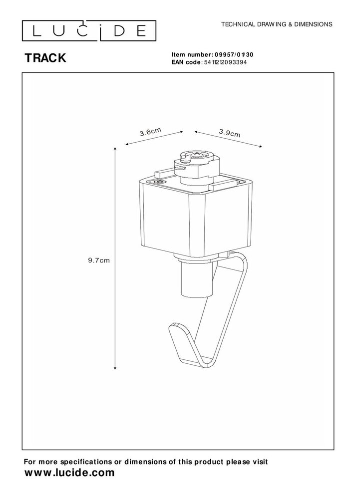 Lucide TRACK Hanglampadapter - 1-fase Railsysteem / Railverlichting - Zwart (Uitbreiding) Lucide TRACK Hanglampadapter - 1-fase Railsysteem / Railverlichting - Zwart (Uitbreiding)