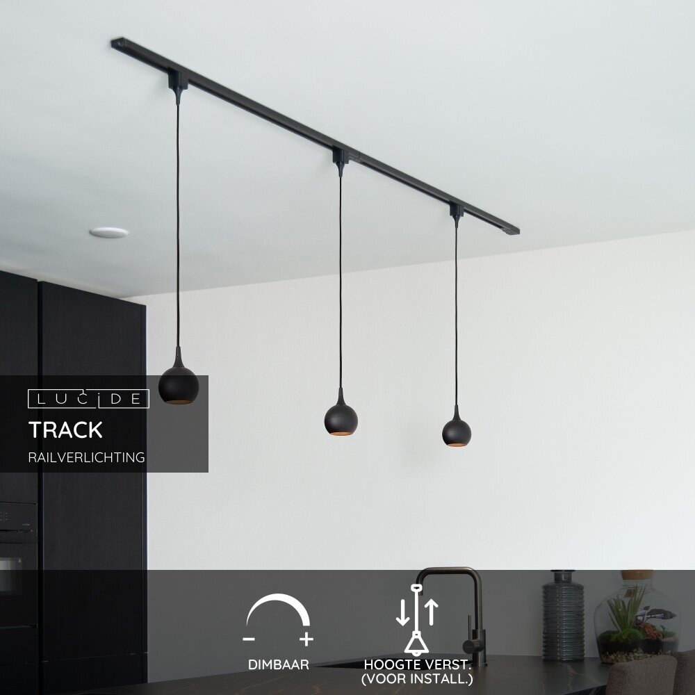 Lucide TRACK FAVORI Hanglamp - 1-fase Railsysteem / Railverlichting - 1xGU10 - Zwart (Uitbreiding)