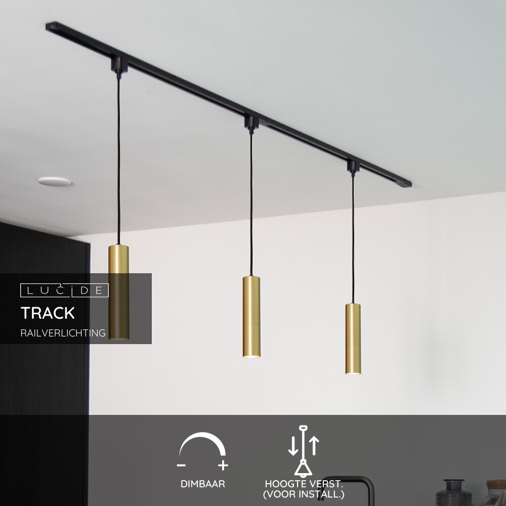 Lucide TRACK FLORIS Hanglamp - 1-fase Railsysteem / Railverlichting - 1xGU10 - Mat Goud / Messing (Uitbreiding) Lucide TRACK FLORIS Hanglamp - 1-fase Railsysteem / Railverlichting - 1xGU10 - Mat Goud / Messing (Uitbreiding)