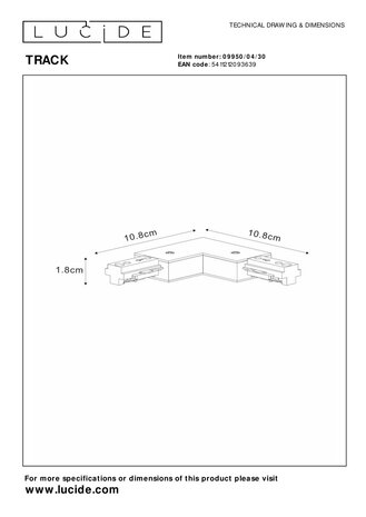 Lucide TRACK L-koppelstuk - 1-fase Railsysteem / Railverlichting - Rechts - Zwart (Uitbreiding) Lucide TRACK L-koppelstuk - 1-fase Railsysteem / Railverlichting - Rechts - Zwart (Uitbreiding)