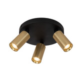 Lucide RITMO - Plafondspot - Ø 18 cm - 3xGU10 (MR11) - Mat Goud / Messing