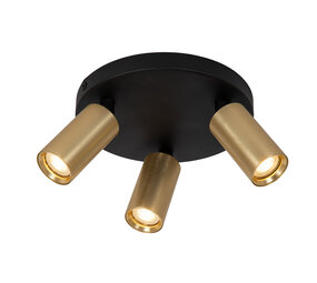 Lucide RITMO - Plafondspot - Ø 18 cm - 3xGU10 (MR11) - Mat Goud / Messing