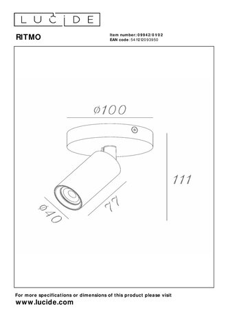 Lucide RITMO - Plafondspot - Ø 10 cm - 1xGU10 (MR11) - Mat Goud / Messing Lucide RITMO - Plafondspot - Ø 10 cm - 1xGU10 (MR11) - Mat Goud / Messing