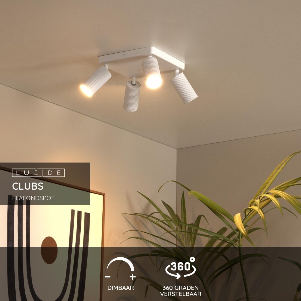 Lucide CLUBS - Plafondspot - 4xGU10 - Wit Lucide CLUBS - Plafondspot - 4xGU10 - Wit