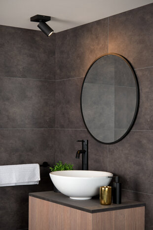 Lucide TAYLOR - Plafondspot Badkamer - LED Dim to warm - GU10 - 1x5W 2200K/3000K - IP44 - Zwart Lucide TAYLOR - Plafondspot Badkamer - LED Dim to warm - GU10 - 1x5W 2200K/3000K - IP44 - Zwart