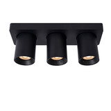 Lucide NIGEL - Plafondspot - LED Dim to warm - GU10 - 3x5W 2200K/3000K - Zwart