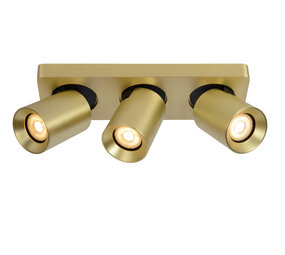 Lucide NIGEL - Plafondspot - LED Dim to warm - GU10 - 3x5W 2200K/3000K - Mat Goud / Messing Lucide NIGEL - Plafondspot - LED Dim to warm - GU10 - 3x5W 2200K/3000K - Mat Goud / Messing