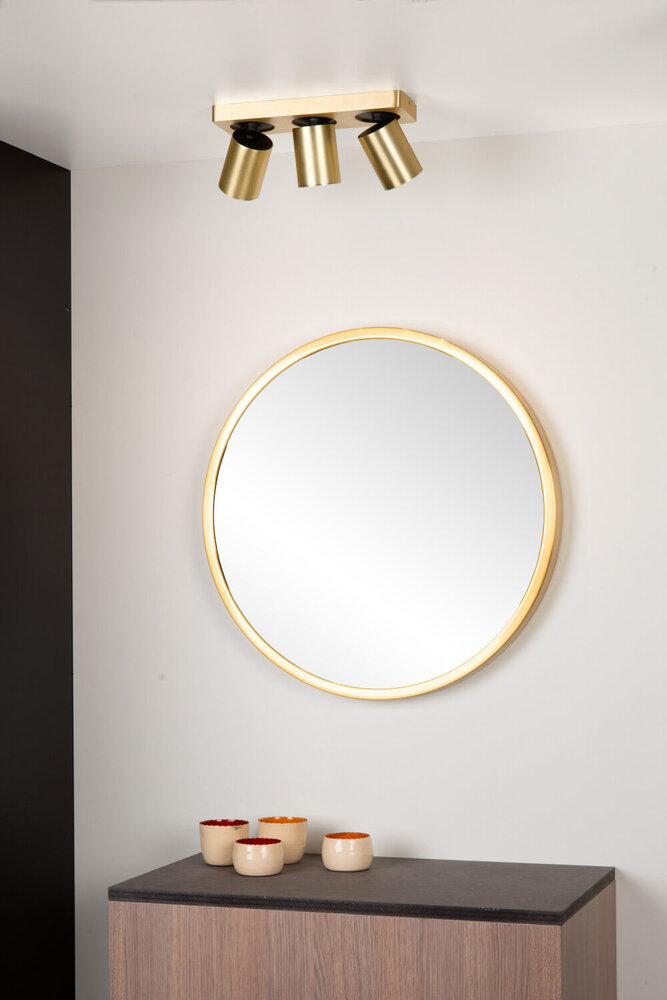 Lucide NIGEL - Plafondspot - LED Dim to warm - GU10 - 3x5W 2200K/3000K - Mat Goud / Messing Lucide NIGEL - Plafondspot - LED Dim to warm - GU10 - 3x5W 2200K/3000K - Mat Goud / Messing