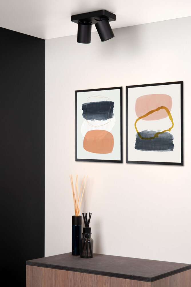 Lucide NIGEL - Plafondspot - LED Dim to warm - GU10 - 2x5W 2200K/3000K - Zwart