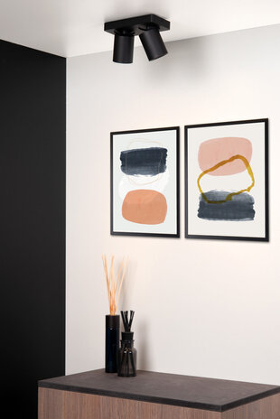 Lucide NIGEL - Plafondspot - LED Dim to warm - GU10 - 2x5W 2200K/3000K - Zwart