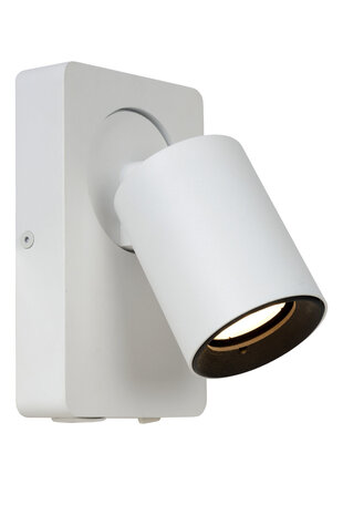 Lucide NIGEL - Bedlamp / Wandlamp - LED Dim to warm - GU10 - 1x5W 2200K/3000K - Met USB oplaadpunt - Wit Lucide NIGEL - Bedlamp / Wandlamp - LED Dim to warm - GU10 - 1x5W 2200K/3000K - Met USB oplaadpunt - Wit