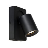 Lucide NIGEL - Bedlamp / Wandlamp - LED Dim to warm - CCT - GU10 - 1x5W 2200K/3000K - Met USB oplaadpunt - Zwart