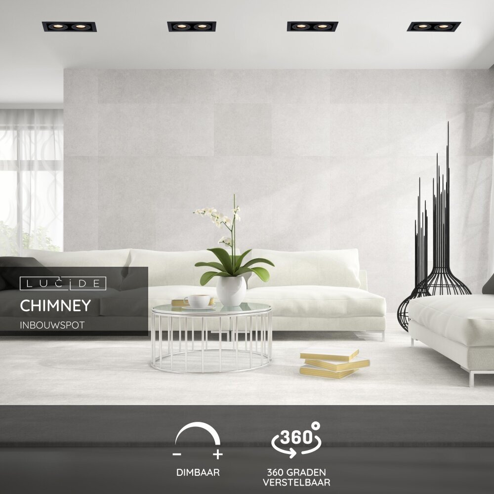 Lucide CHIMNEY - Inbouwspot - 2xGU10 - Zwart Lucide CHIMNEY - Inbouwspot - 2xGU10 - Zwart
