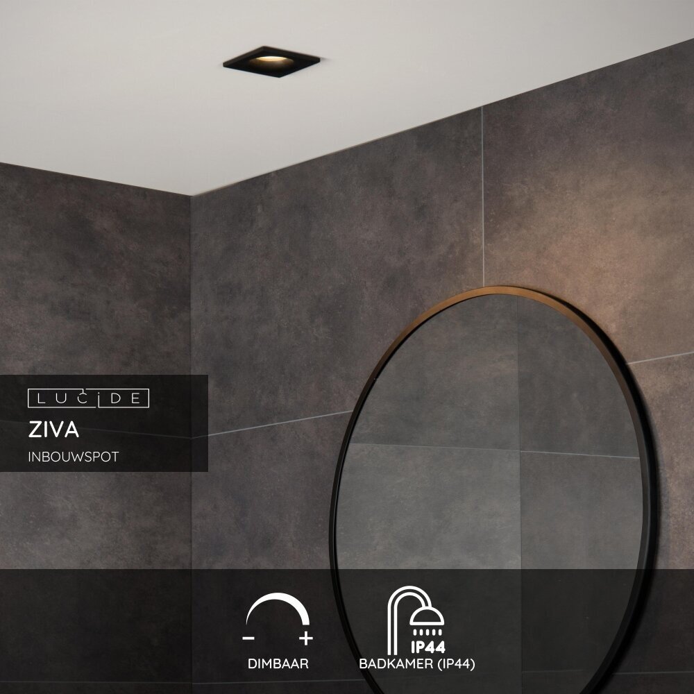 Lucide ZIVA - Inbouwspot Badkamer - 1xGU10 - IP44 - Zwart Lucide ZIVA - Inbouwspot Badkamer - 1xGU10 - IP44 - Zwart