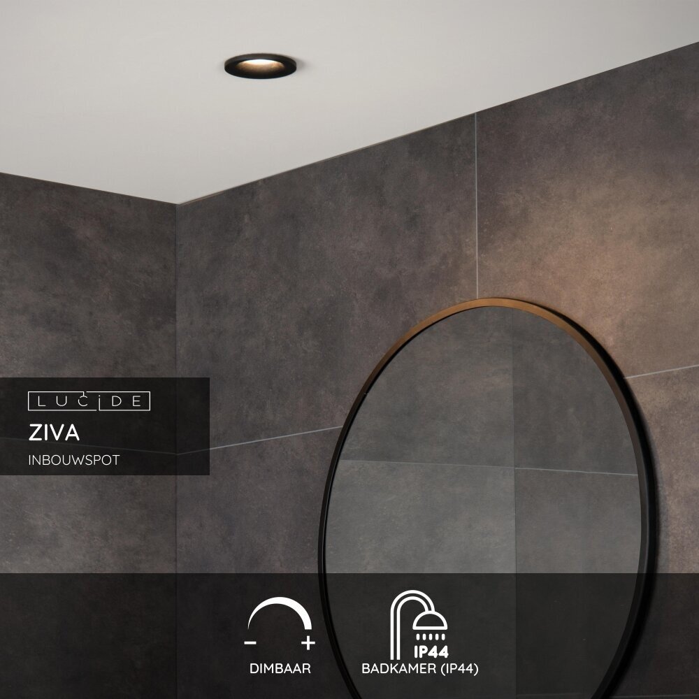 Lucide ZIVA - Inbouwspot Badkamer - Ø 8,4 cm - 1xGU10 - IP44 - Zwart