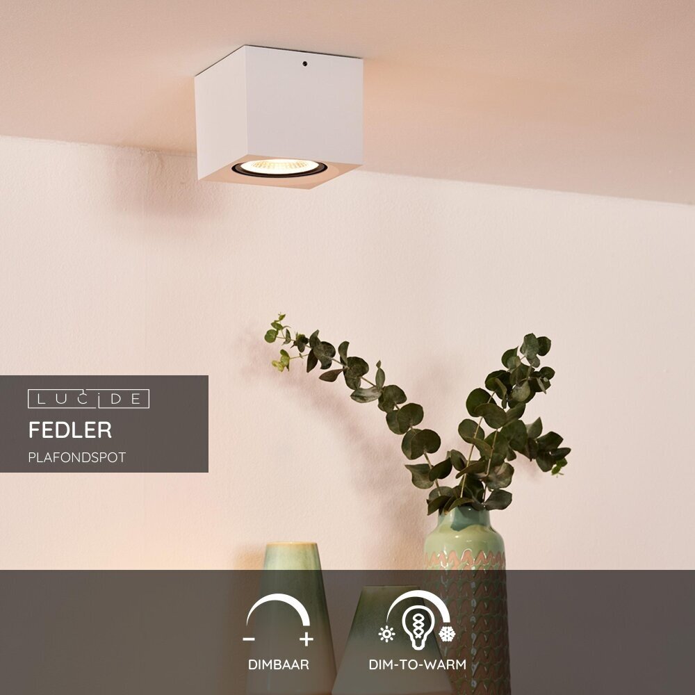Lucide FEDLER - Plafondspot - LED Dim to warm - GU10 (ES111) - 1x12W 2200K/3000K - Wit