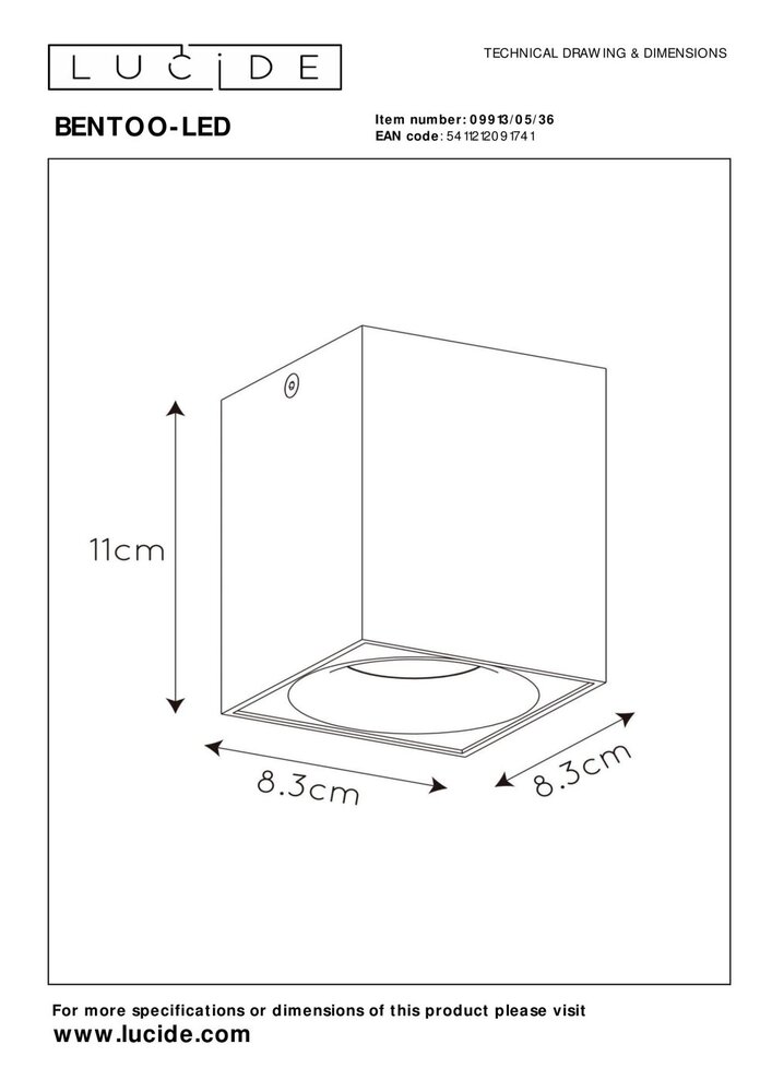 Lucide BENTOO-LED - Plafondspot - LED Dimb. - GU10 - 1x5W 3000K - Grijs Lucide BENTOO-LED - Plafondspot - LED Dimb. - GU10 - 1x5W 3000K - Grijs