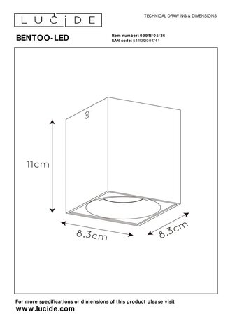 Lucide BENTOO-LED - Plafondspot - LED Dimb. - GU10 - 1x5W 3000K - Grijs Lucide BENTOO-LED - Plafondspot - LED Dimb. - GU10 - 1x5W 3000K - Grijs