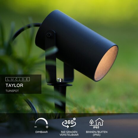 Lucide TAYLOR - Tuinspot - Ø 10 cm - 1xGU10 (MR16) - IP65 - Zwart Lucide TAYLOR - Tuinspot - Ø 10 cm - 1xGU10 (MR16) - IP65 - Zwart