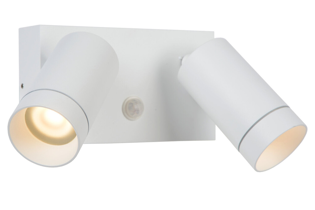 Lucide TAYLOR - Wandspot / Wandlamp Binnen/Buiten - 2xGU10 - IP54 - Bewegingssensor - Wit Lucide TAYLOR - Wandspot / Wandlamp Binnen/Buiten - 2xGU10 - IP54 - Bewegingssensor - Wit