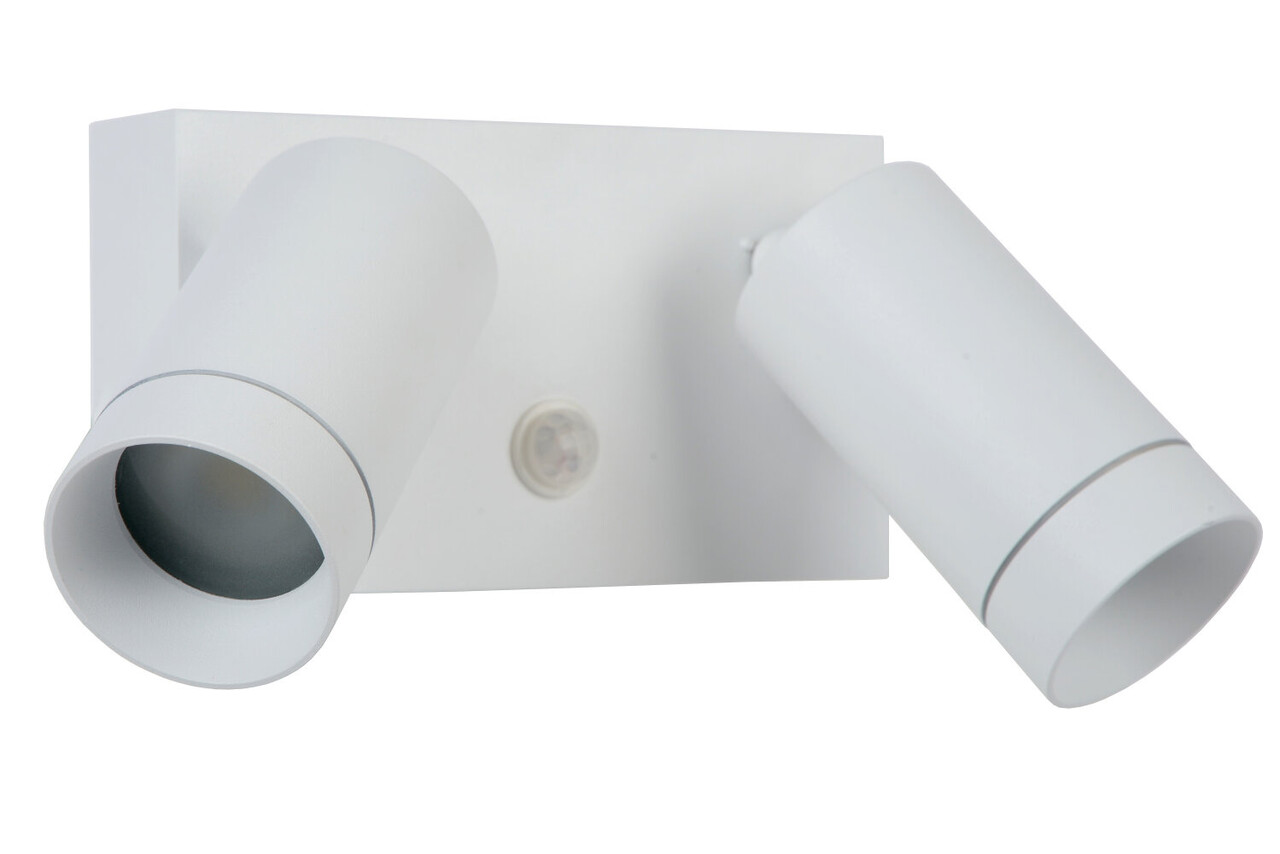 Lucide TAYLOR - Wandspot / Wandlamp Binnen/Buiten - 2xGU10 - IP54 - Bewegingssensor - Wit Lucide TAYLOR - Wandspot / Wandlamp Binnen/Buiten - 2xGU10 - IP54 - Bewegingssensor - Wit