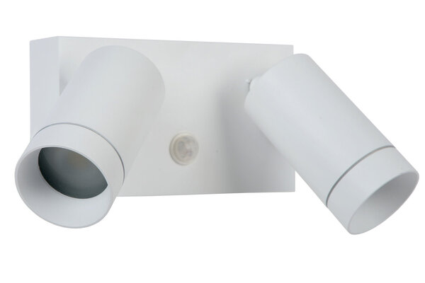 Lucide TAYLOR - Wandspot / Wandlamp Binnen/Buiten - 2xGU10 - IP54 - Bewegingssensor - Wit Lucide TAYLOR - Wandspot / Wandlamp Binnen/Buiten - 2xGU10 - IP54 - Bewegingssensor - Wit