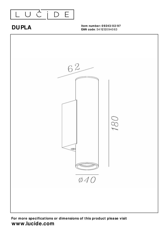 Lucide DUPLA - Wandspot / Wandlamp - 2xGU10 (MR11) - Koffie Lucide DUPLA - Wandspot / Wandlamp - 2xGU10 (MR11) - Koffie