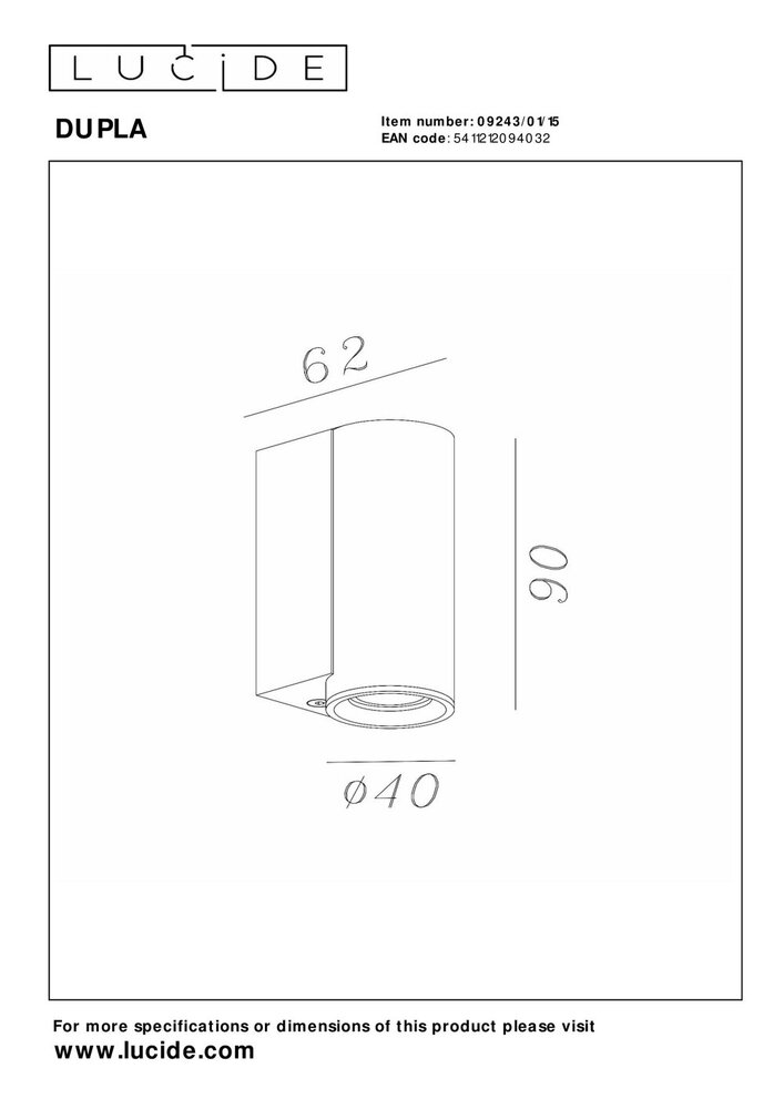 Lucide DUPLA - Wandspot / Wandlamp - 1xGU10 (MR11) - Grijs ijzer Lucide DUPLA - Wandspot / Wandlamp - 1xGU10 (MR11) - Grijs ijzer