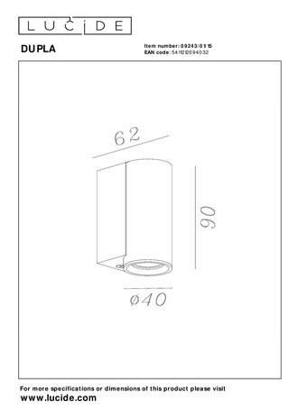 Lucide DUPLA - Wandspot / Wandlamp - 1xGU10 (MR11) - Grijs ijzer Lucide DUPLA - Wandspot / Wandlamp - 1xGU10 (MR11) - Grijs ijzer