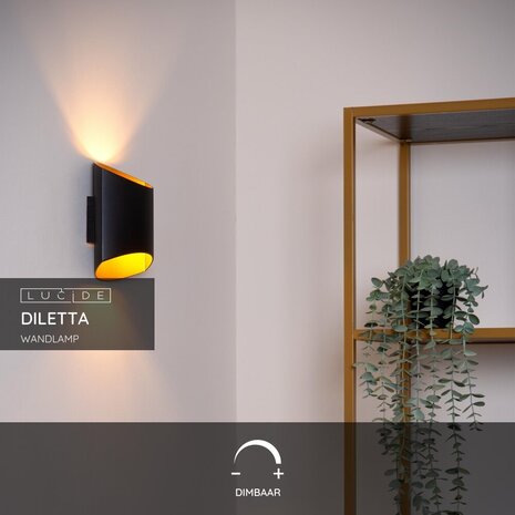 Lucide DILETTA - Wandlamp - 1xG9 - Zwart