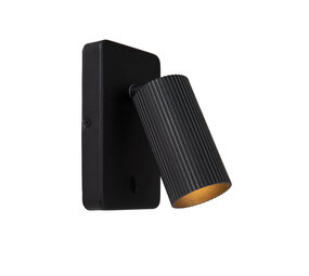 Lucide CLUBS - Bedlamp / Wandlamp - 1xGU10 - Zwart Lucide CLUBS - Bedlamp / Wandlamp - 1xGU10 - Zwart