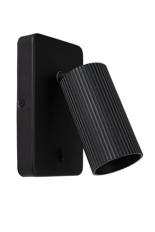 Lucide CLUBS - Bedlamp / Wandlamp - 1xGU10 - Zwart Lucide CLUBS - Bedlamp / Wandlamp - 1xGU10 - Zwart