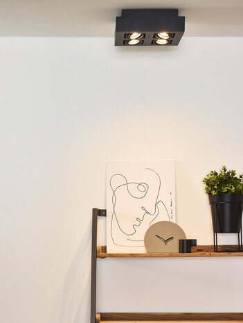 Lucide XIRAX - Plafondspot - LED Dim to warm - GU10 - 4x5W 2200K/3000K - Zwart Lucide XIRAX - Plafondspot - LED Dim to warm - GU10 - 4x5W 2200K/3000K - Zwart