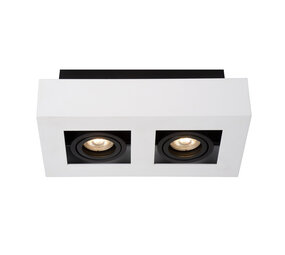 Lucide XIRAX - Plafondspot - LED Dim to warm - GU10 - 2x5W 2200K/3000K - Wit Lucide XIRAX - Plafondspot - LED Dim to warm - GU10 - 2x5W 2200K/3000K - Wit
