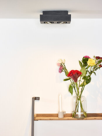 Lucide XIRAX - Plafondspot - LED Dim to warm - GU10 - 2x5W 2200K/3000K - Zwart Lucide XIRAX - Plafondspot - LED Dim to warm - GU10 - 2x5W 2200K/3000K - Zwart