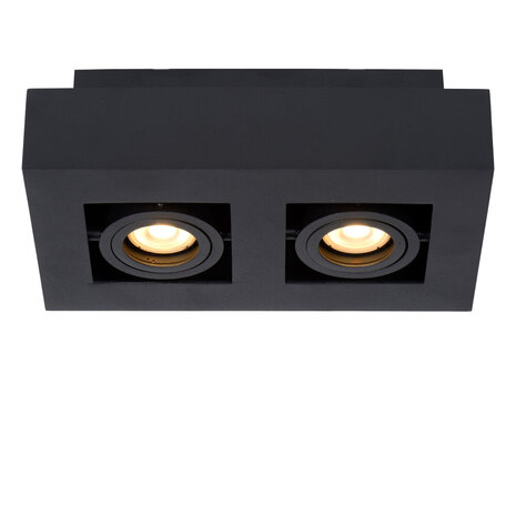 Lucide XIRAX - Plafondspot - LED Dim to warm - GU10 - 2x5W 2200K/3000K - Zwart Lucide XIRAX - Plafondspot - LED Dim to warm - GU10 - 2x5W 2200K/3000K - Zwart